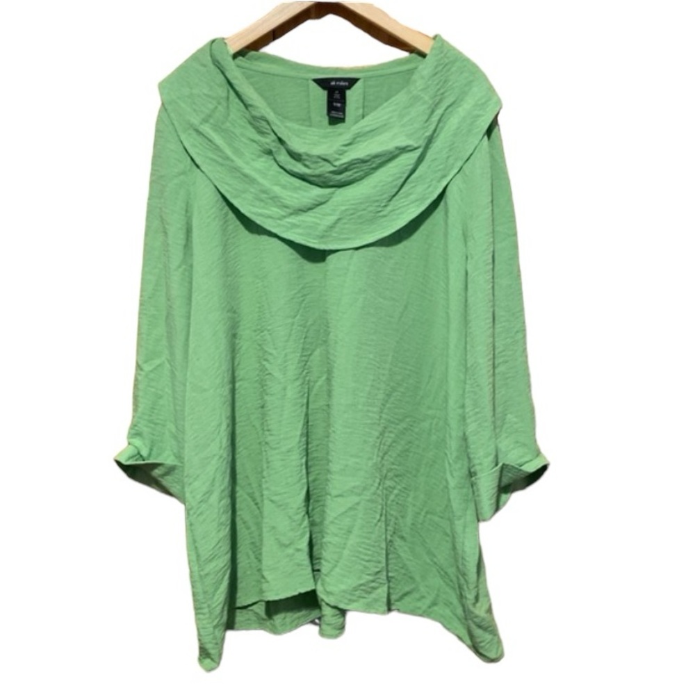 Ali Miles green cowl neck oversized pop over Langenlook style top size 2X